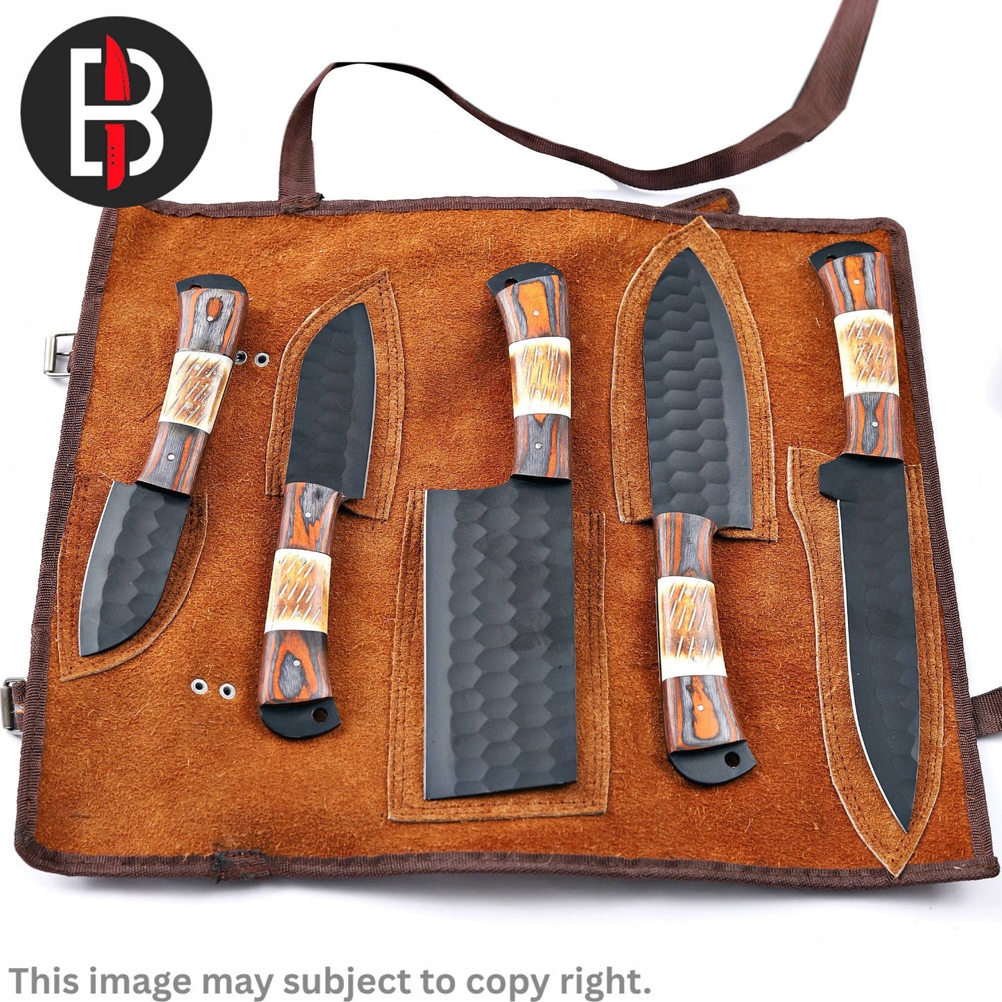 Camel Bone Carbon Steel Chef Set Hand Forged BBQ Chef Knives