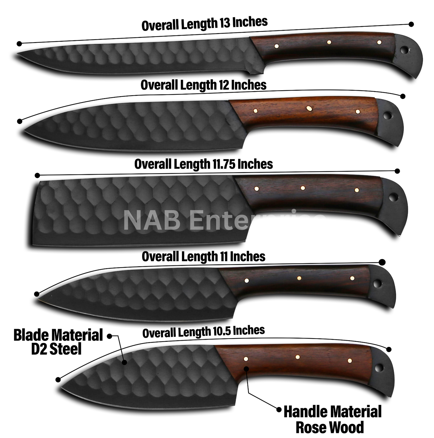 Carbon Steel Chef Set, BBQ Chef Set Hand Forged Chef Knives