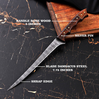 Fishing Fillet Knife Custom Damascus Steel Knife - Wholesale