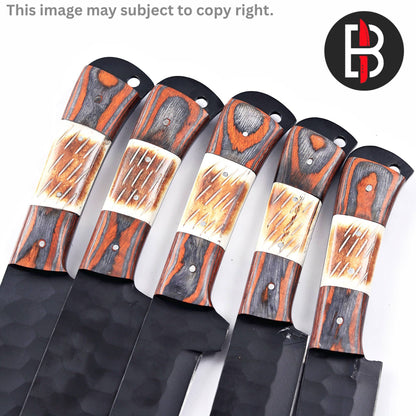 Camel Bone Carbon Steel Chef Set Hand Forged BBQ Chef Knives