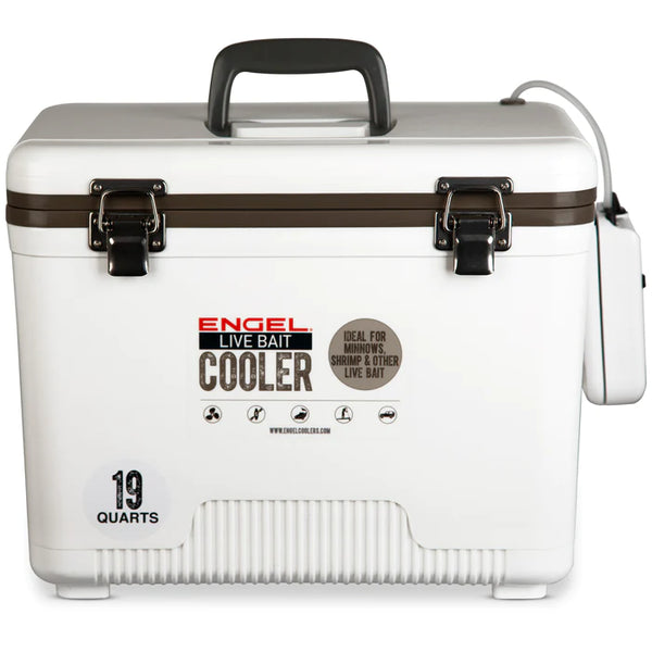 Engel 19Qt Live bait Pro Cooler with AP3 Rechargeable Aerator & Stainless Hardware